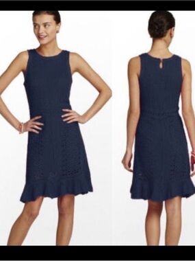 Sleeveless Navy Eyelet Knit Dress lilly Pulitzer molly